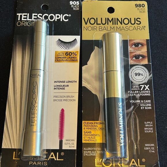 🌻 L’Oréal Telescopic & Voluminous Black Mascaras New FullSz - Picture 1 of 2
